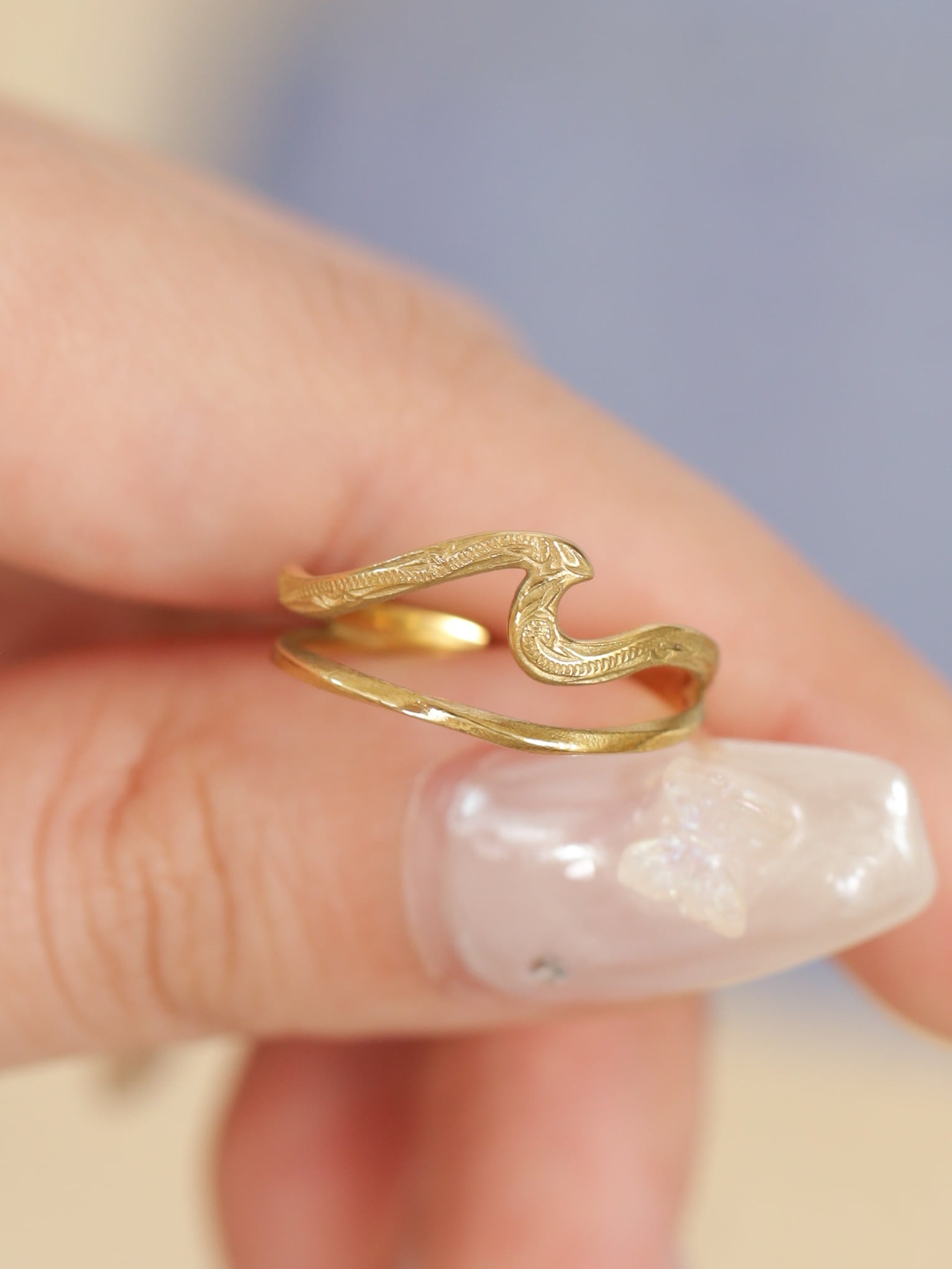 316L hawaiian double wave ring #r11