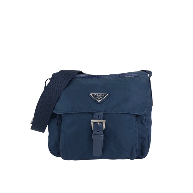 PRADA プラダ ショルダーバッグ ネイビー トライアングルロゴ ナイロン フロントバックル vintage ヴィンテージ オールド rj8wam