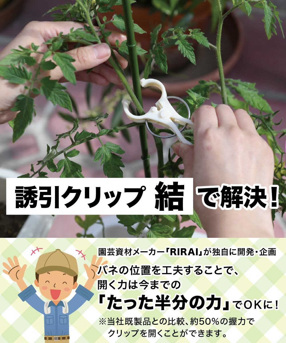 ②誘引クリップ 茎に優しい Ｒ型（サイズ：16㎜）1箱/2,000個入 誘引クリップ 結22Φ【 送料無料/10個入/RIRAI 】 園芸クリップ