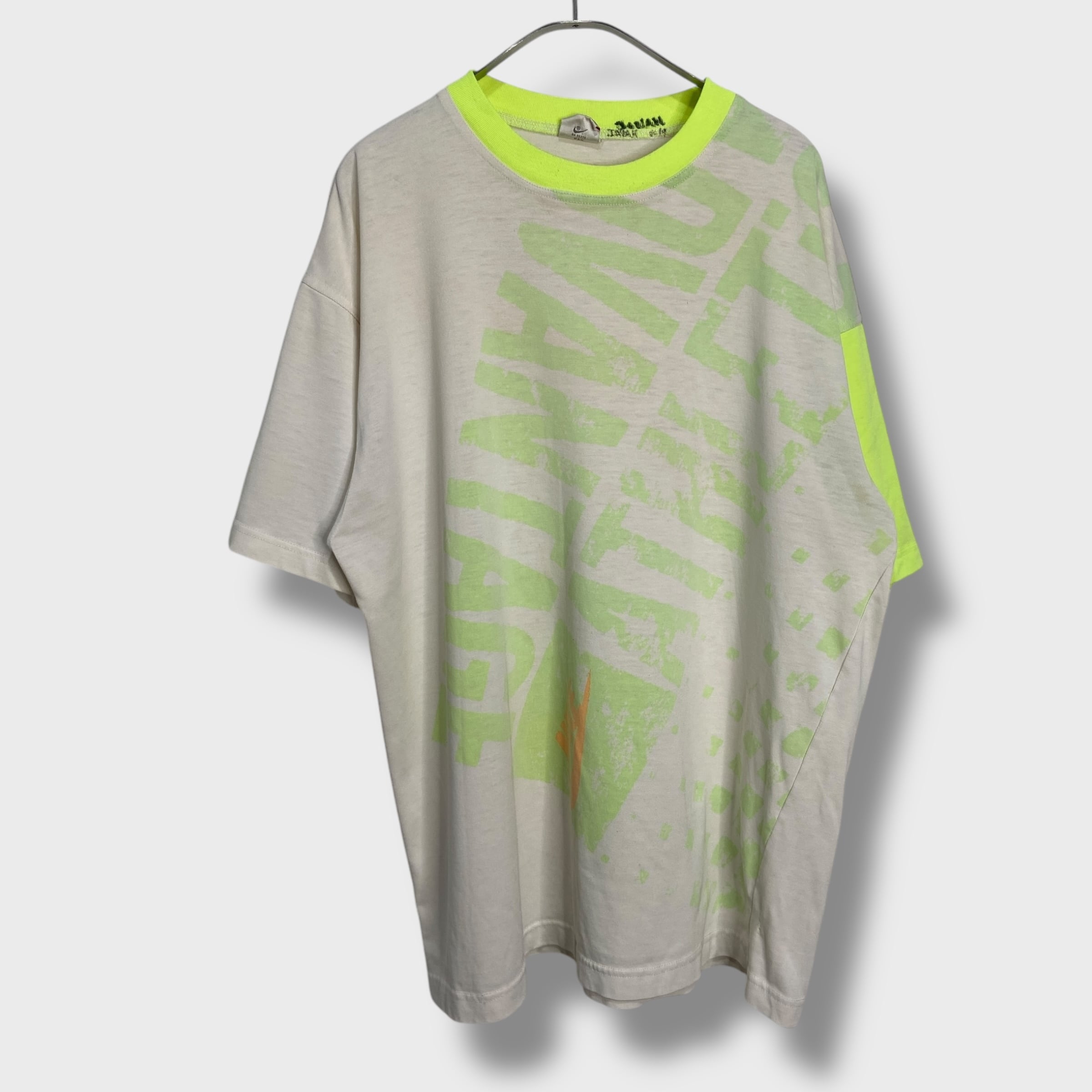 90s NIKE 銀タグ 大判プリントTシャツ ナイキ 蛍光カラー XL | 古着屋 Uan