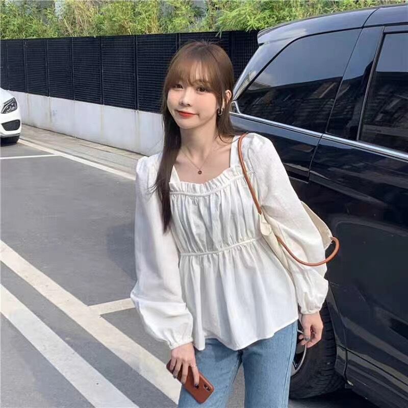 スクエアネックフレアブラウス