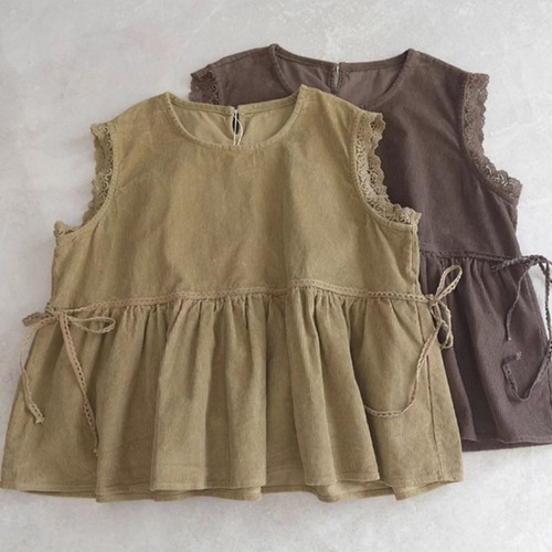 2色／サイドリボンコーデュロイベスト ・9724