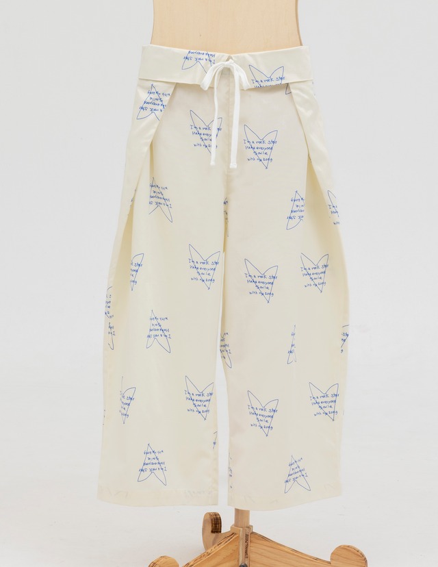 【25SS】folkmade(フォークメイド)heart song tuck pants ivory×blue(S/M/L)パンツ