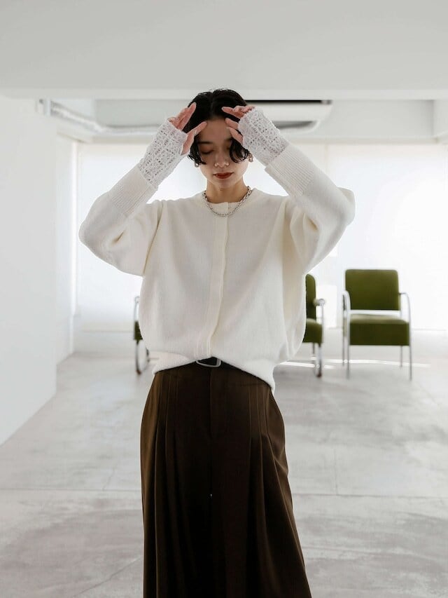 lace sleeve knit cardigan | Katrin TOKYO
