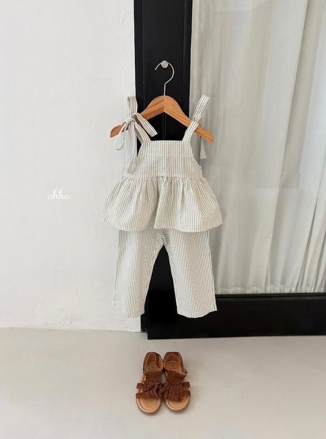 2324 stripe ribbon blouse / OHHO