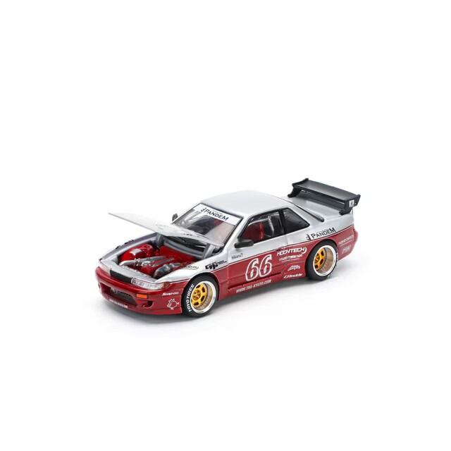 POP RACE 1/64 PANDEM SILVIA S13 - MOONTECH RED パンデムシルビアS13