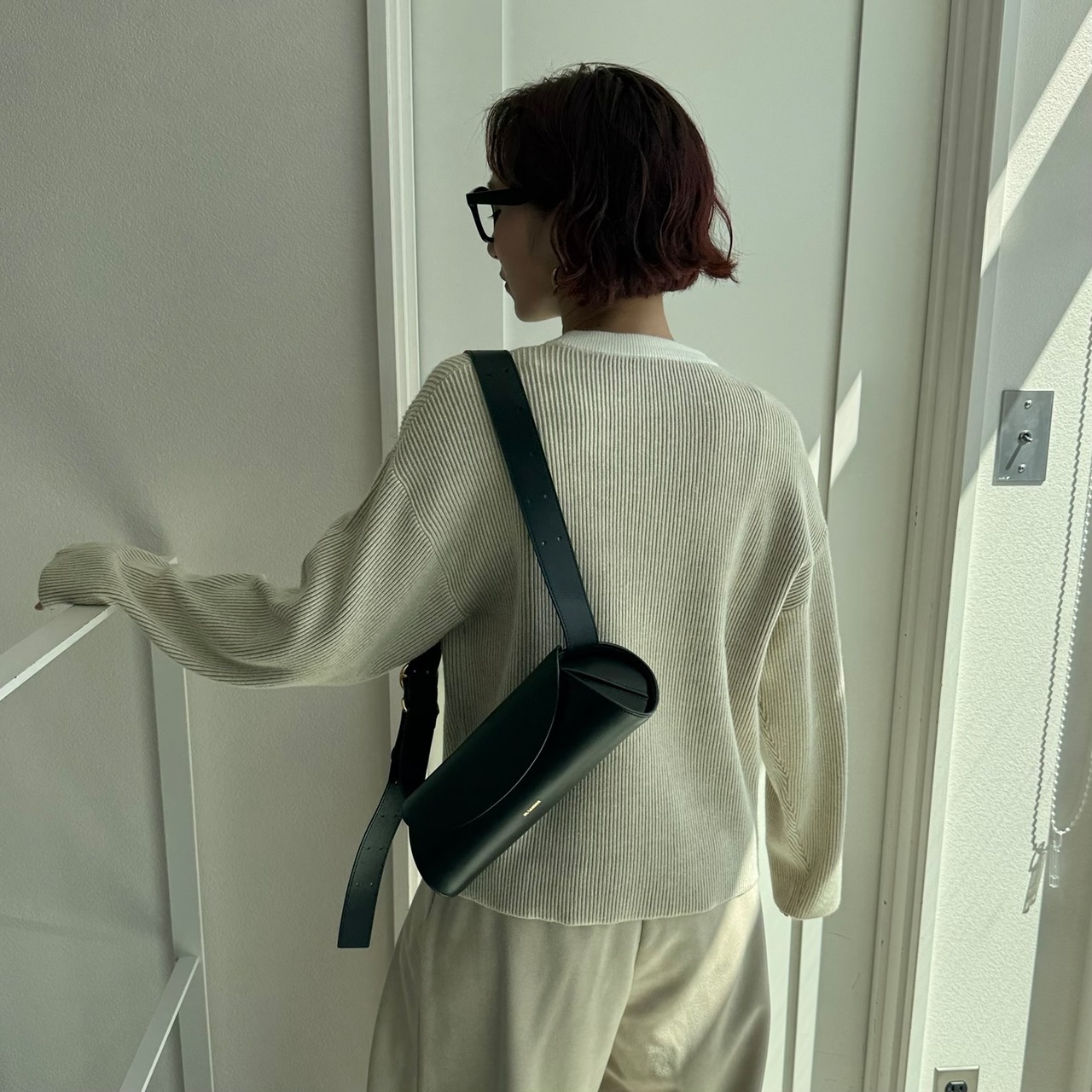 リバーシブルダブルカラーリブニットPO/エクリュ