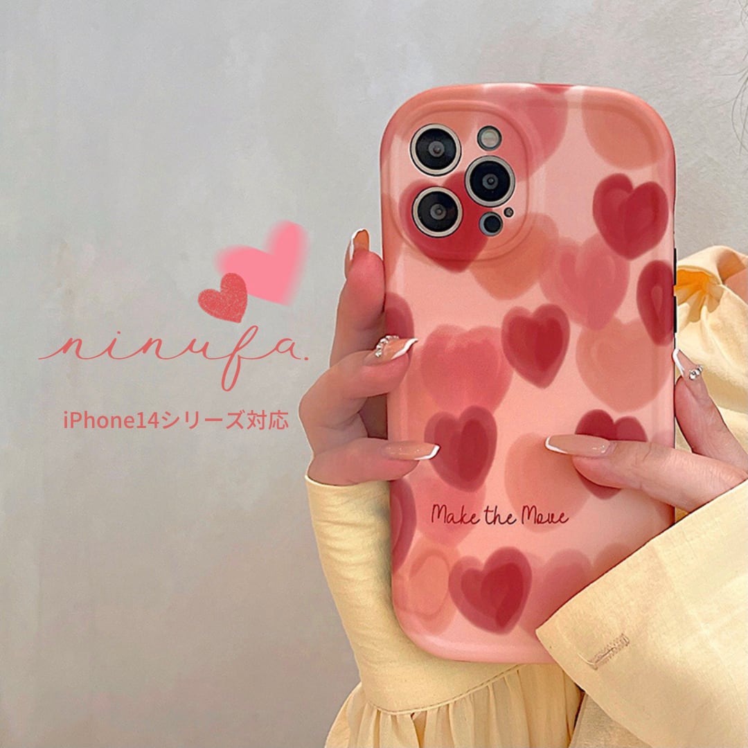 ハートがいっぱい◎かわいい ハート柄 ピンク カメラ保護 おしゃれ スマホケース ND-14902