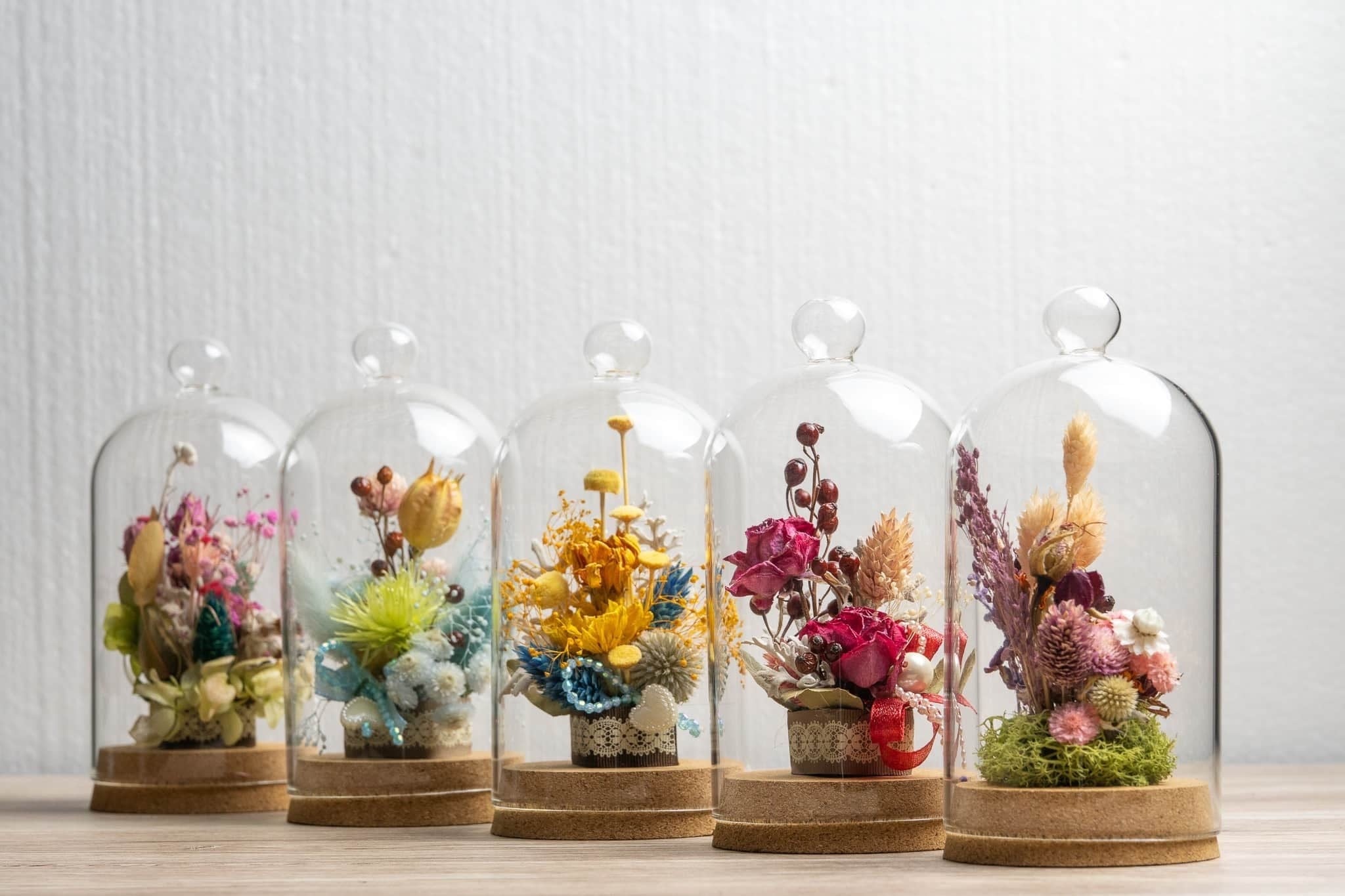 ガラスドーム☆ドライフラワーアレンジメント | 田舎の花屋べるふろー