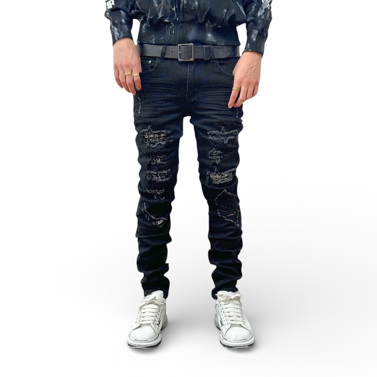 high street  damage stone denim【ES010】 - 1