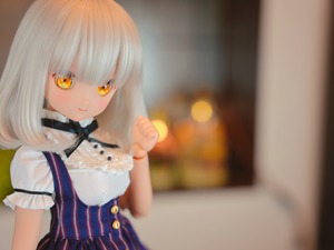 MDD対応OF【おしゃまティアードジャンパースカート（レジメンタル紺色）】MDD Outfit【Oshama Tiered jumper skirt(regimental stripe navy blue)】