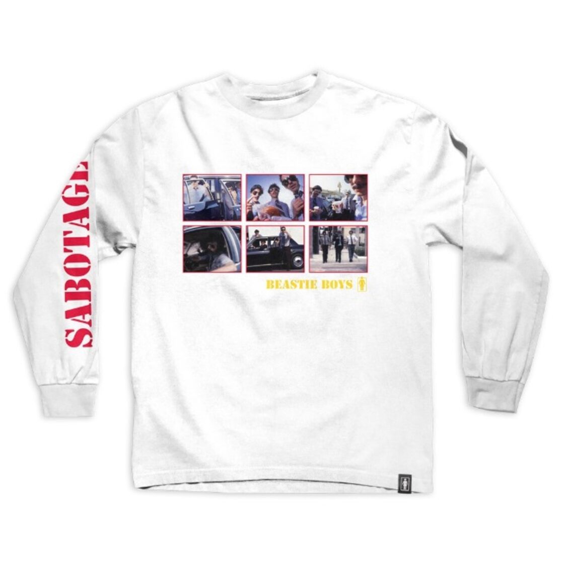 GIRL X BEASTIE BOYS SABOTAGE PHOTOS WHITE LONG SLEEVE T-SHIRT 