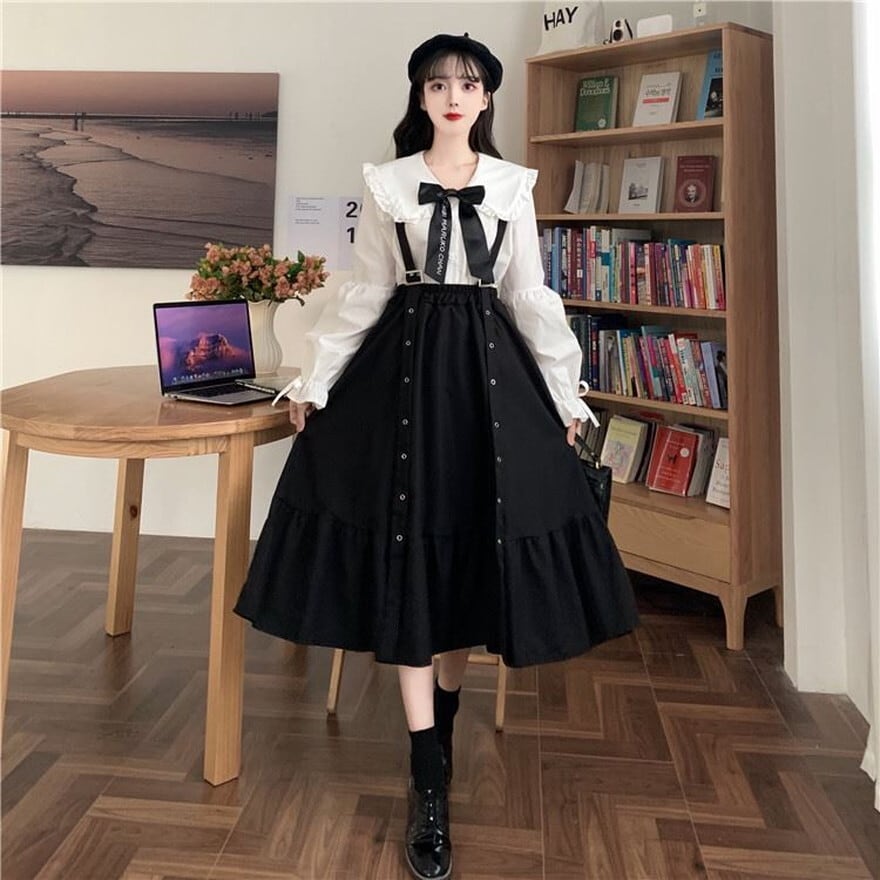 ゴスロリ ツーピース ロングスカート ゴシック フリル ガーリー