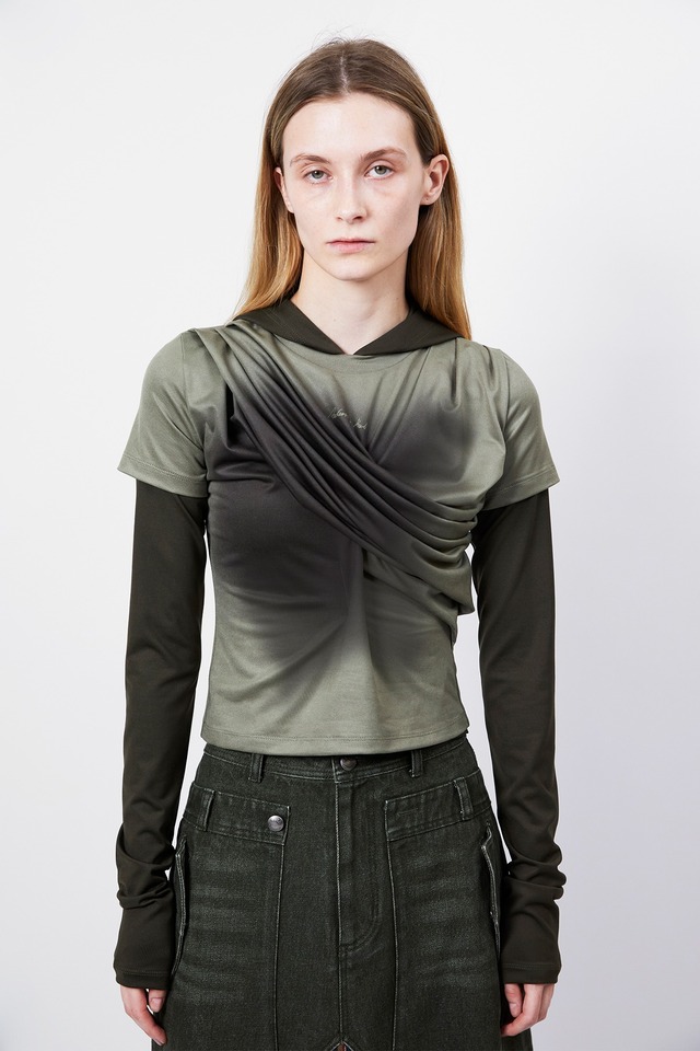 [ANDERSSON BELL] GATHERED HOODIE JERSEY TOP atb1395w(KHAKI) 正規品 韓国ブランド 韓国通販 韓国代行 韓国ファッション ANDERSSONBELL アンダーソンベル 日本 店舗
