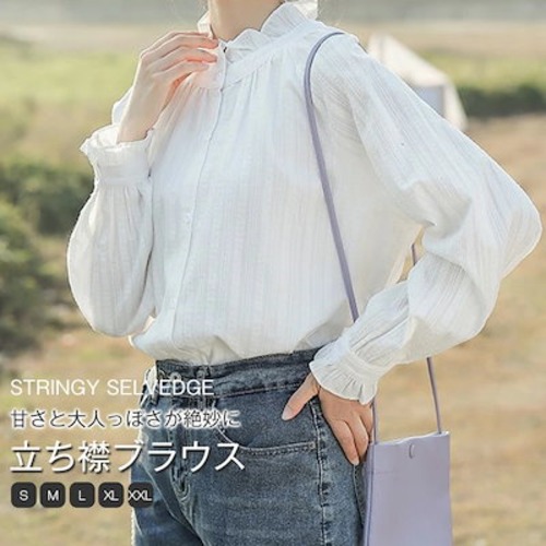 ブラウス シャツ 春 立ち襟 フォーマル レディース 可愛い 秋 長袖 リボン オフィス シャツ スーツ インナー トップス セレモニー 大人 カジュアル きれいめ おしゃれ 可愛い フェミニン 無地