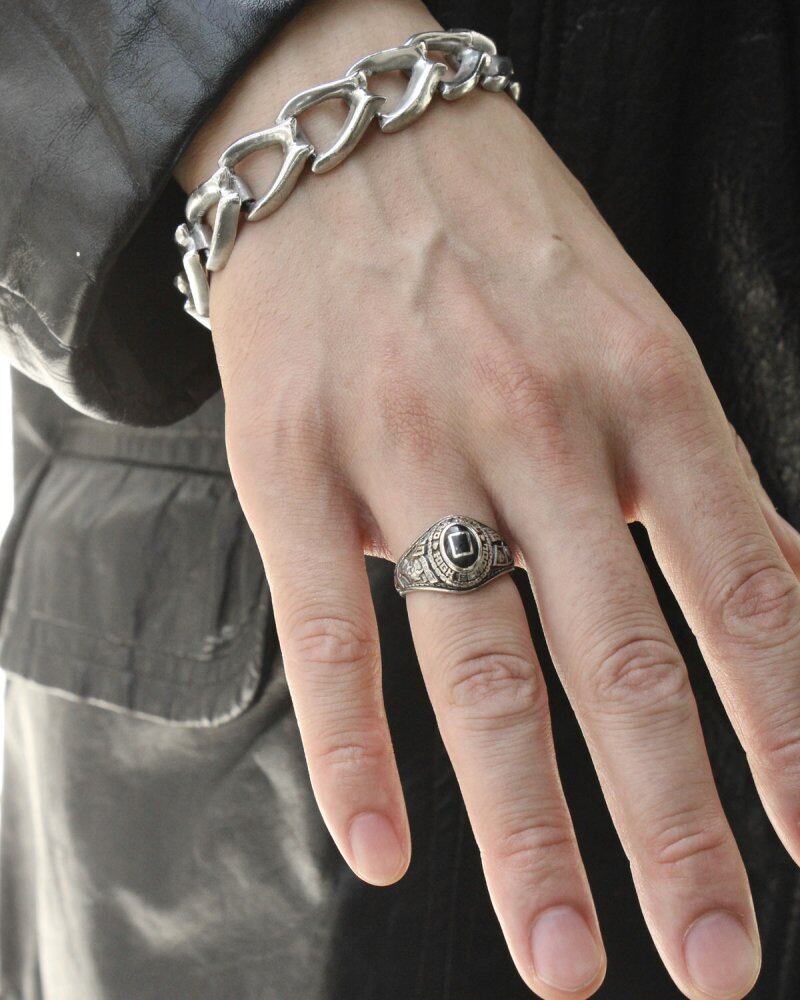 Vintage College Ring [10kt White Gold × Onyx] [1980s-] RED DEVILS