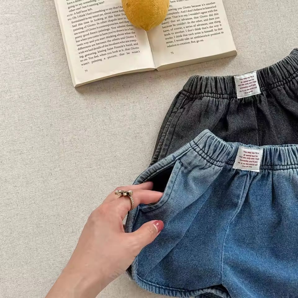 フロントタグデニムショートパンツ
