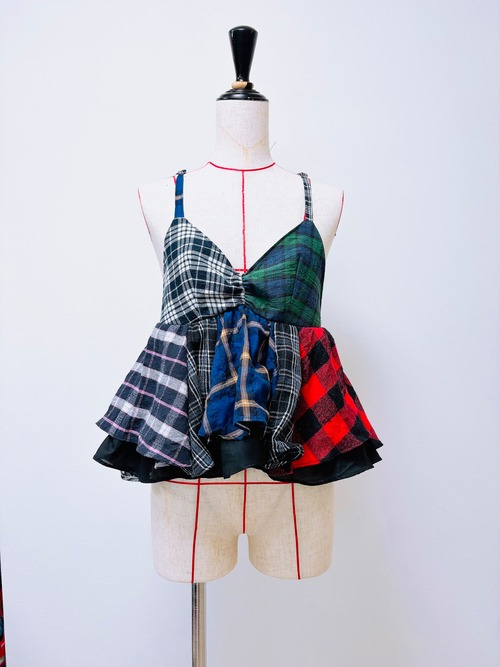 再販！Flannel check bustier