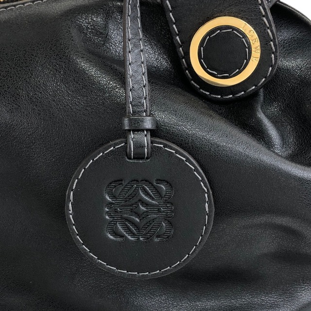 LOEWE ロエベ ハンドバッグ ブラック ロゴ レザー vintage ヴィンテージ オールド di34ag