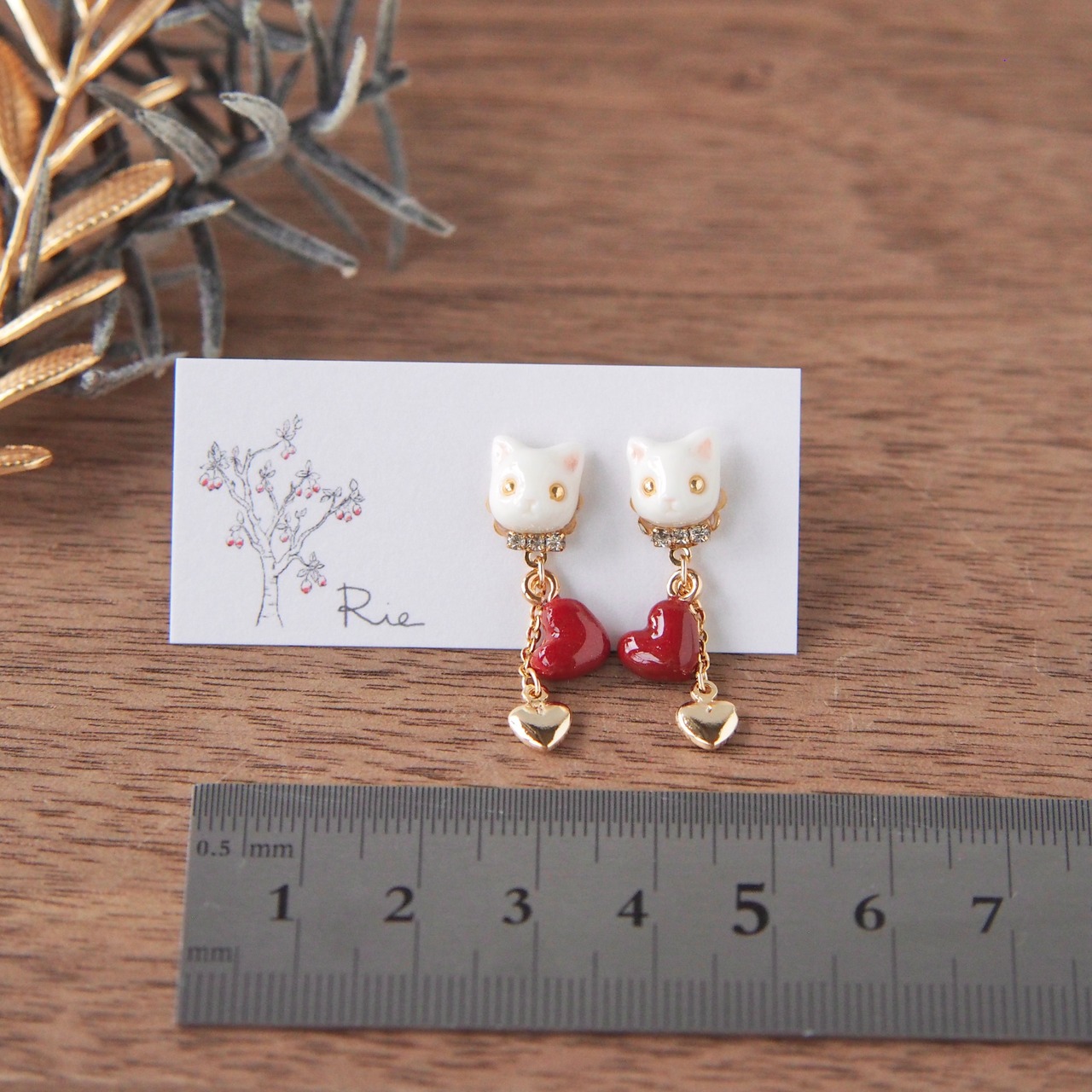 猫とハートチョコのピアス/イヤリング