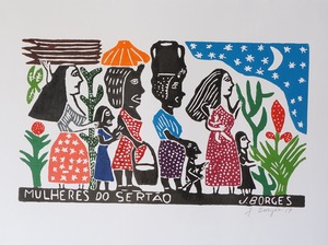 J.BORGES ジョタ・ボルジェス 木版画 L【MULHERES DO SERTAO 】