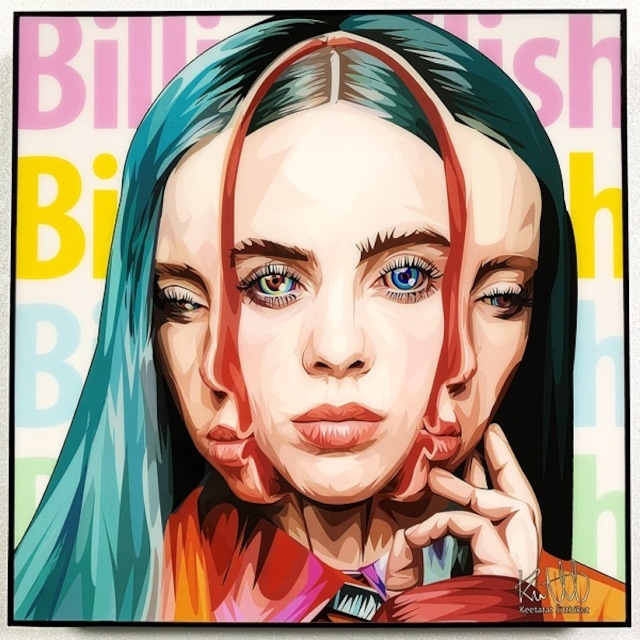 Billie Eilish (1) / ビリー アイリッシュ「ポップアートパネル Keetatat Sitthiket キータタットシティケット」ポップアートフレーム ポップアートボード グラフィックアート ウォールアート 絵画 壁立て 壁掛けインテリア 額 ポスター プレゼント ギフト インスタ映え 音楽