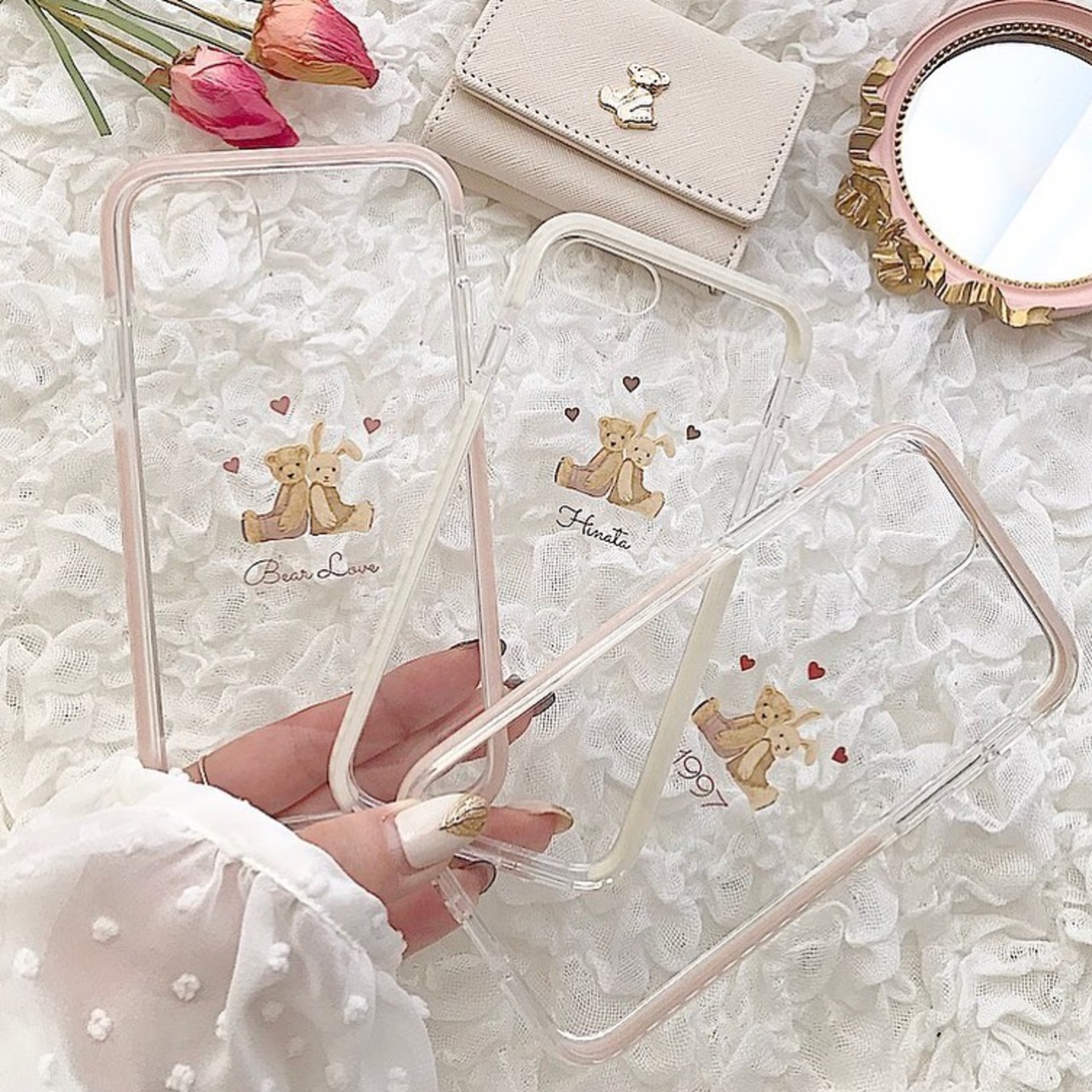【ネーム入り】Bear & Rabbit【耐衝撃クリアケース】B24
