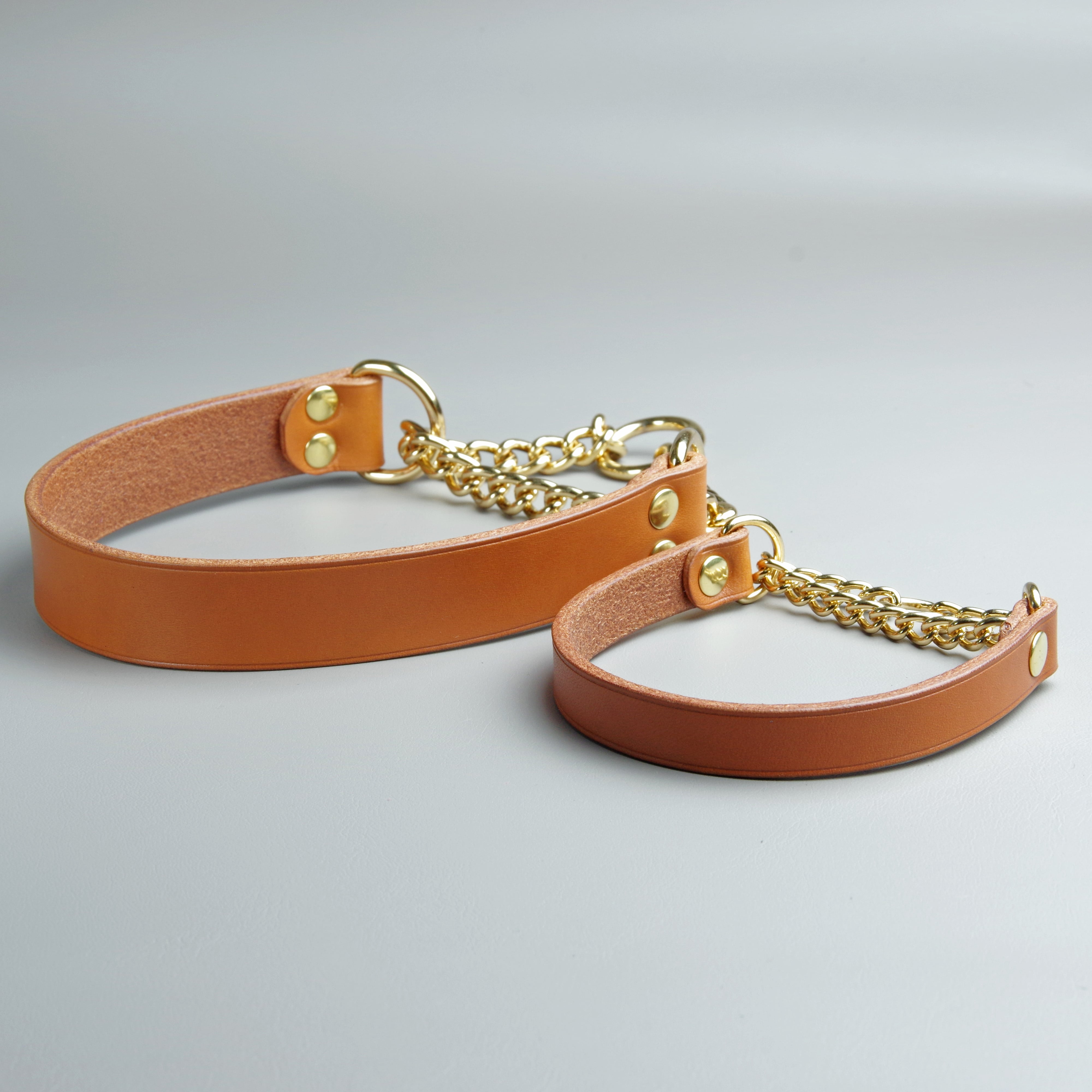 本ヌメ革のストレートハーフチョーク 【小型～中・大型犬サイズ】 | 革