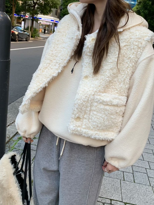 (予約) mellounge / Pony far vest 2color