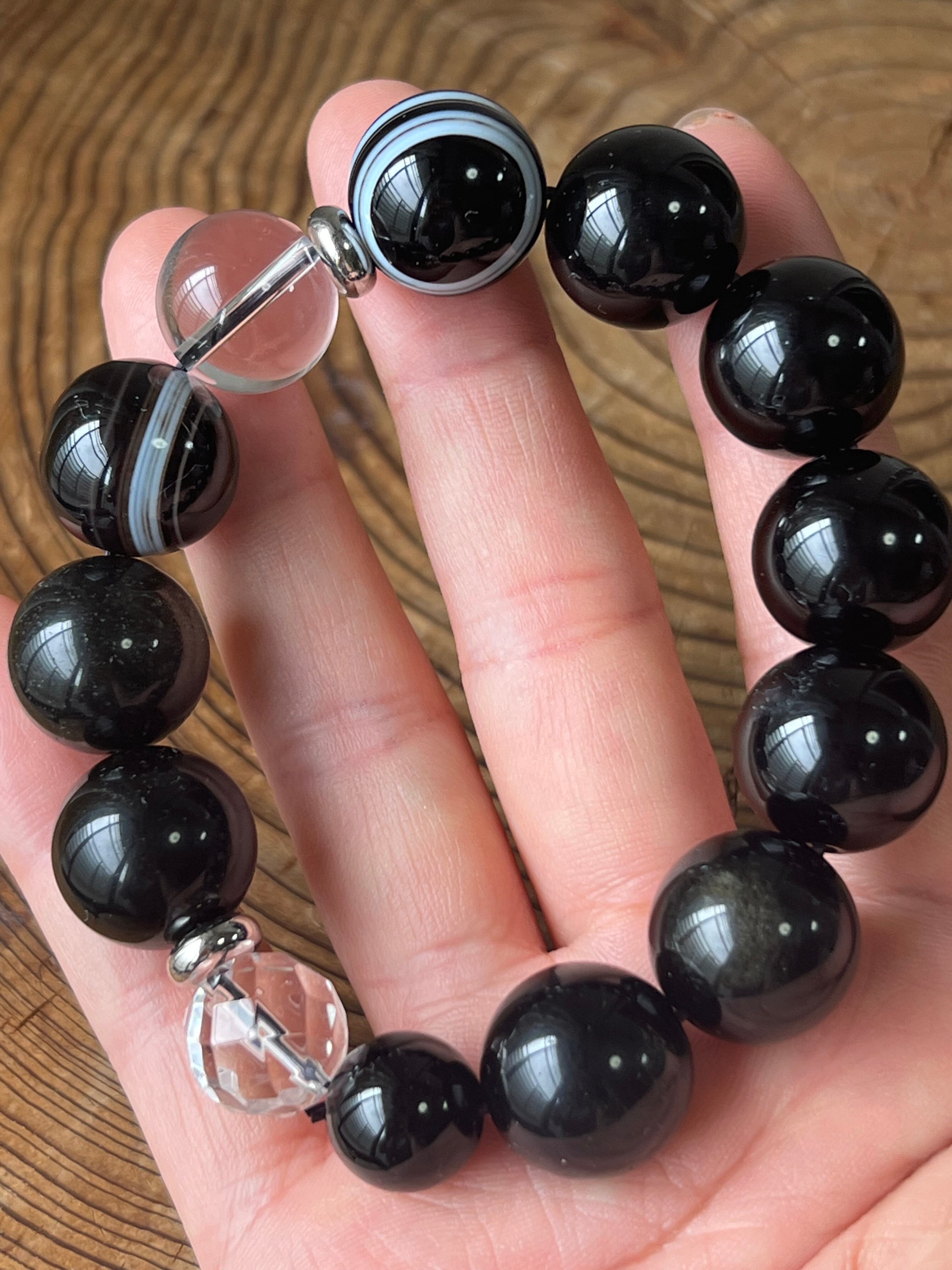 追加【強い者ブレス】ハングリーゴースト対策16mmブラック タイプ 一眼アゲートMIXブレス