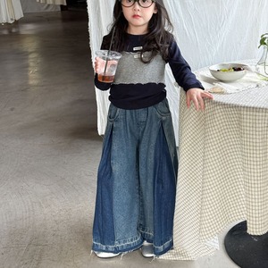 秋プリーツ加工デニムワイドパンツ