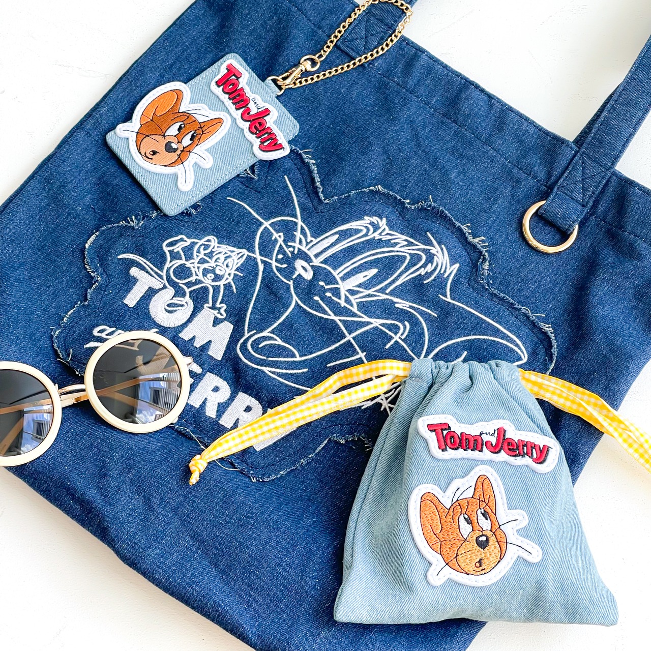F248137_TOM and JERRY×Flapperデニムアップリケ巾着ポーチ - 16