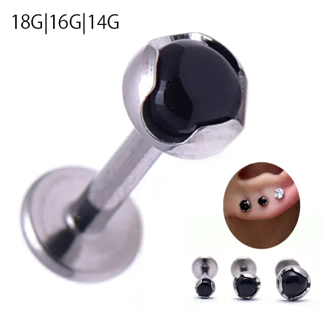 オニキス ボディピアス 18g 16g 14g チタンピアス 金属アレルギー対応