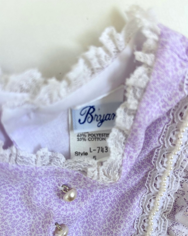 【4-5T・vintage】フローラルレースワンピース