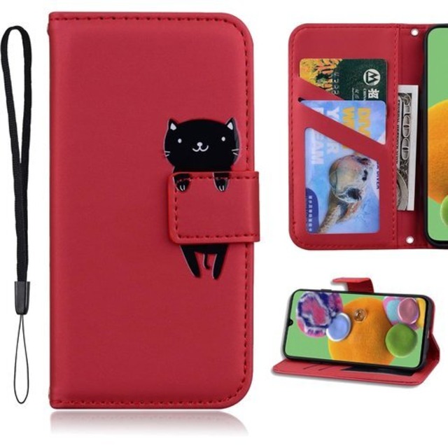 Lsscase Xperia 10 VI ケース手帳型 SO-52E SOG14 対応 xperia10Ⅵ case マーク6 手帳 カバー SO-52E SOG14 手帳型 スマホケース エクスペリア10 Ⅵ ケース 携帯ケース PUレザー ストラップ付き カード収納 ベルトマグネット スタンド機能 猫 耐衝撃 Xperia 10 VI SO-52E SOG13 対応 レッド 2561