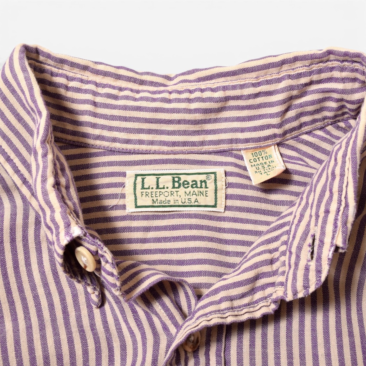 90s L.L.Bean ストライプ 長袖 ボタンダウンシャツ USA製