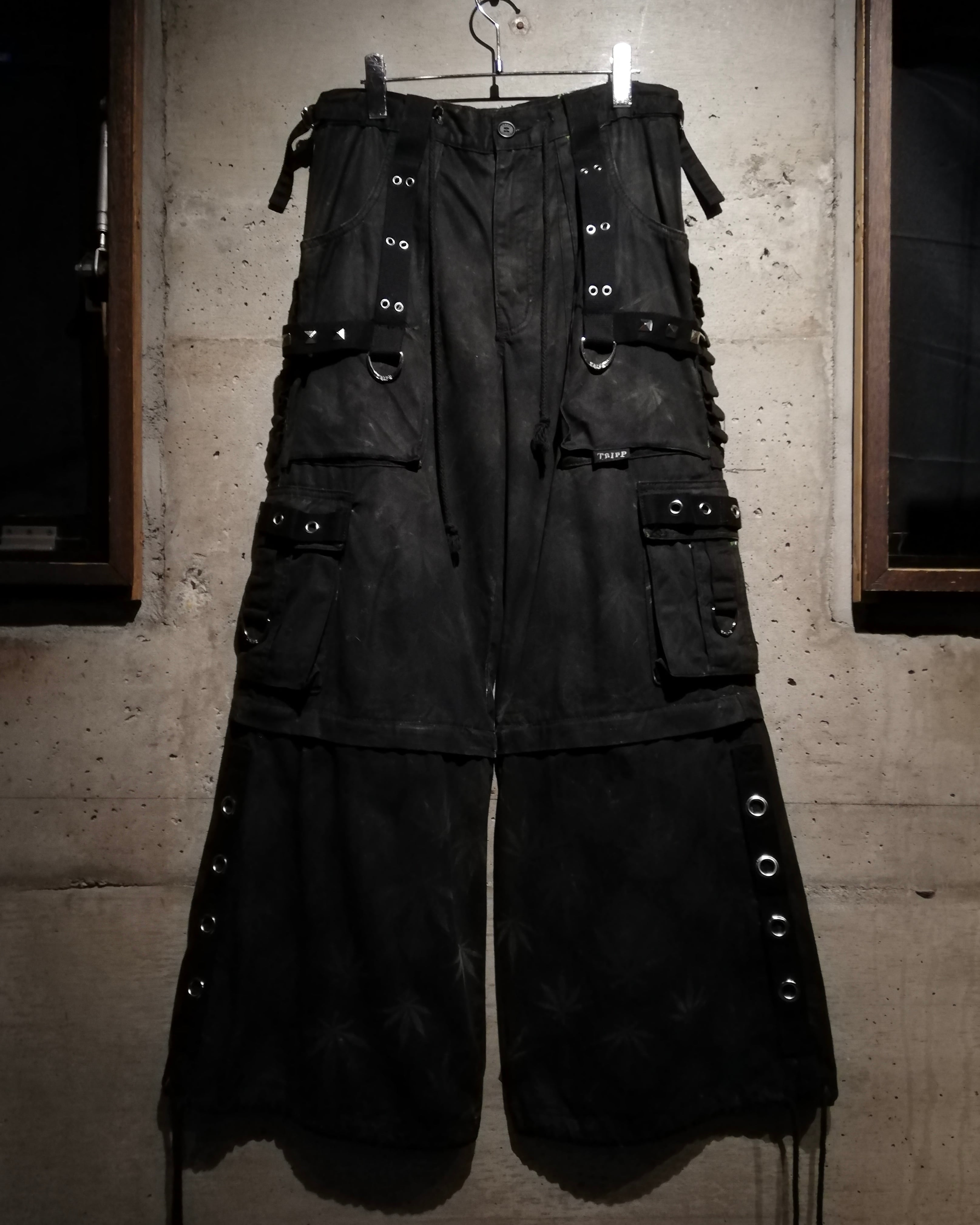 Caka】“TRIPP NYC” “2WAY” Cannabis Pattern Super Wide Bontage Pants