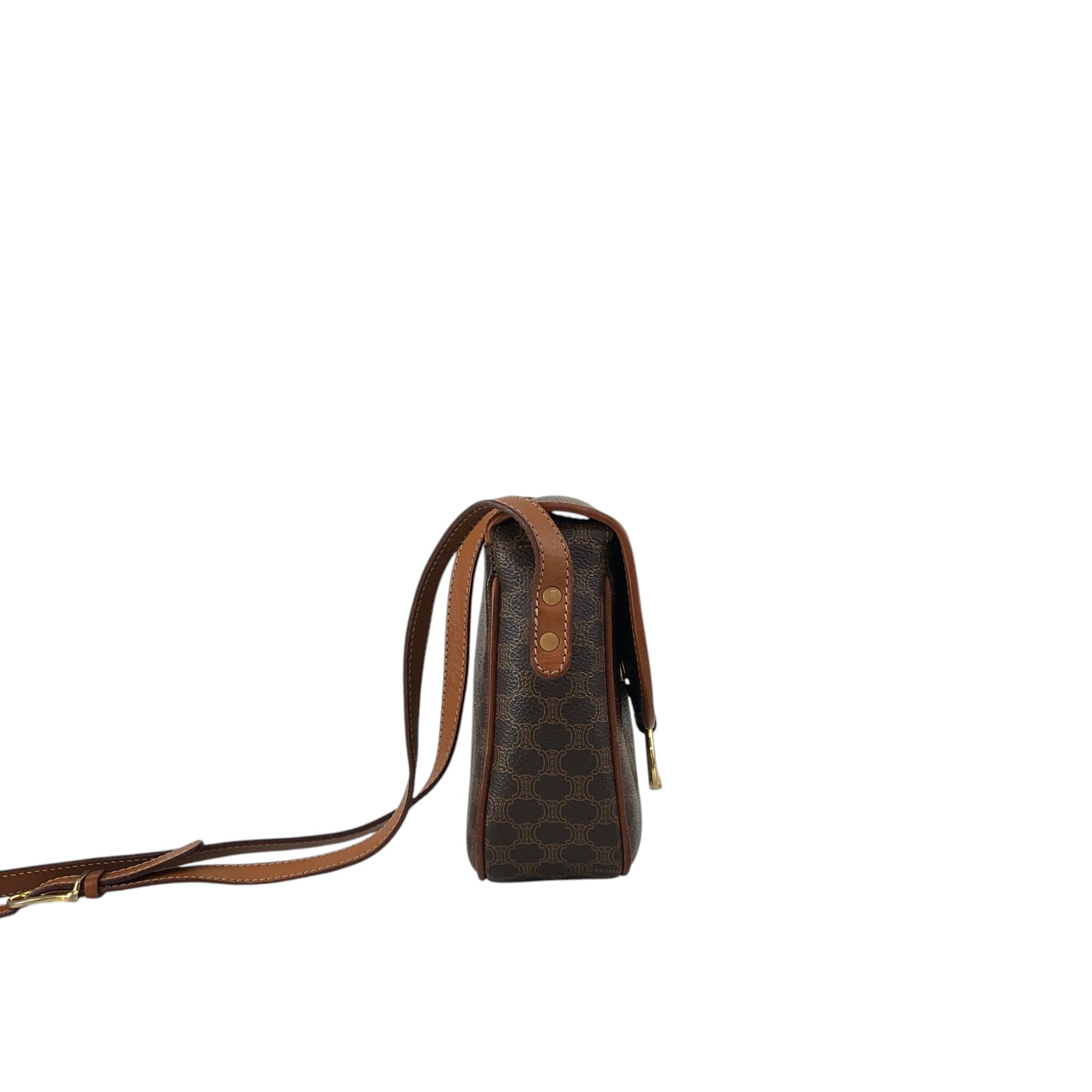 CELINE セリーヌ マカダム ショルダーバッグ ブラウン ホースビット CELINE セリーヌ マカダム ショルダーバッグ ブラウン ホースビット