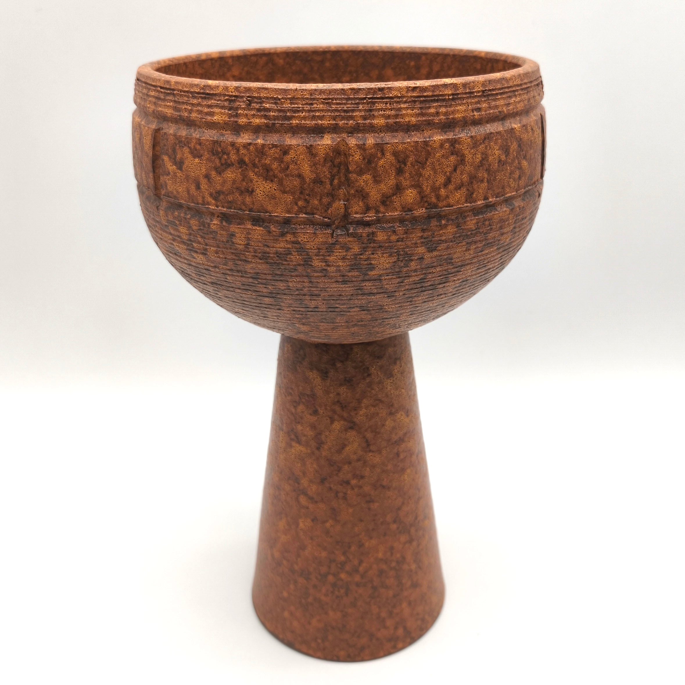古許窯菊水作・染錦花鳥図・耳付二段飾壺・No.140514-02・梱包サイズ