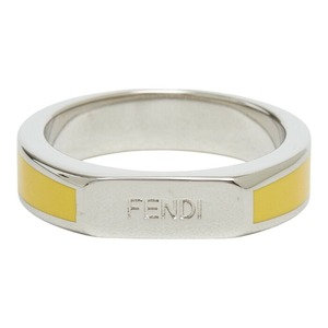 フェンディ ロゴ リング 指輪 #M シルバー イエロー メタル メンズ FENDI 【中古】
