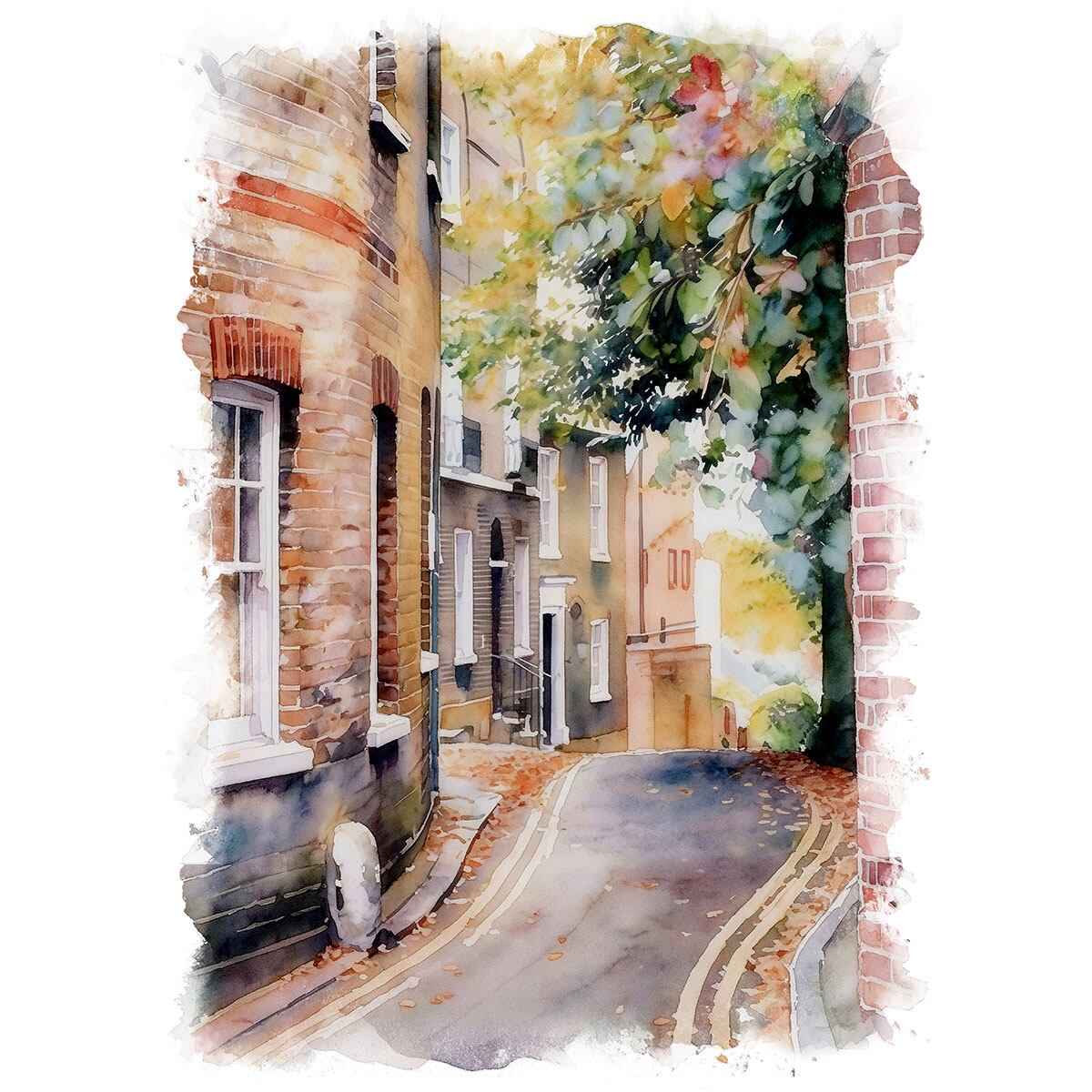 絵画 イギリス 風景画(街並み) ロンドン ハムステッド インテリア