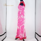 【美品 ハワイ製 フラダンス衣装】ピンク Royal Creations ワンピース ドレス 白 ハイビスカス柄 花柄 フリル アロハ かわいい