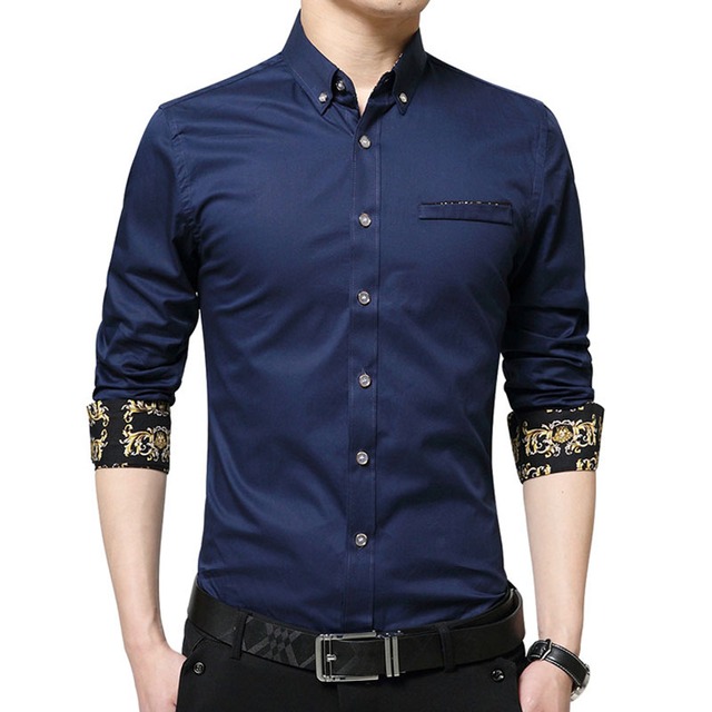 男性長袖シャツ2018新しい秋薄い男性スリムビジネスカジュアルシャツ綿プラスサイズ4xl 5xlブラックホワイトブルーグレー