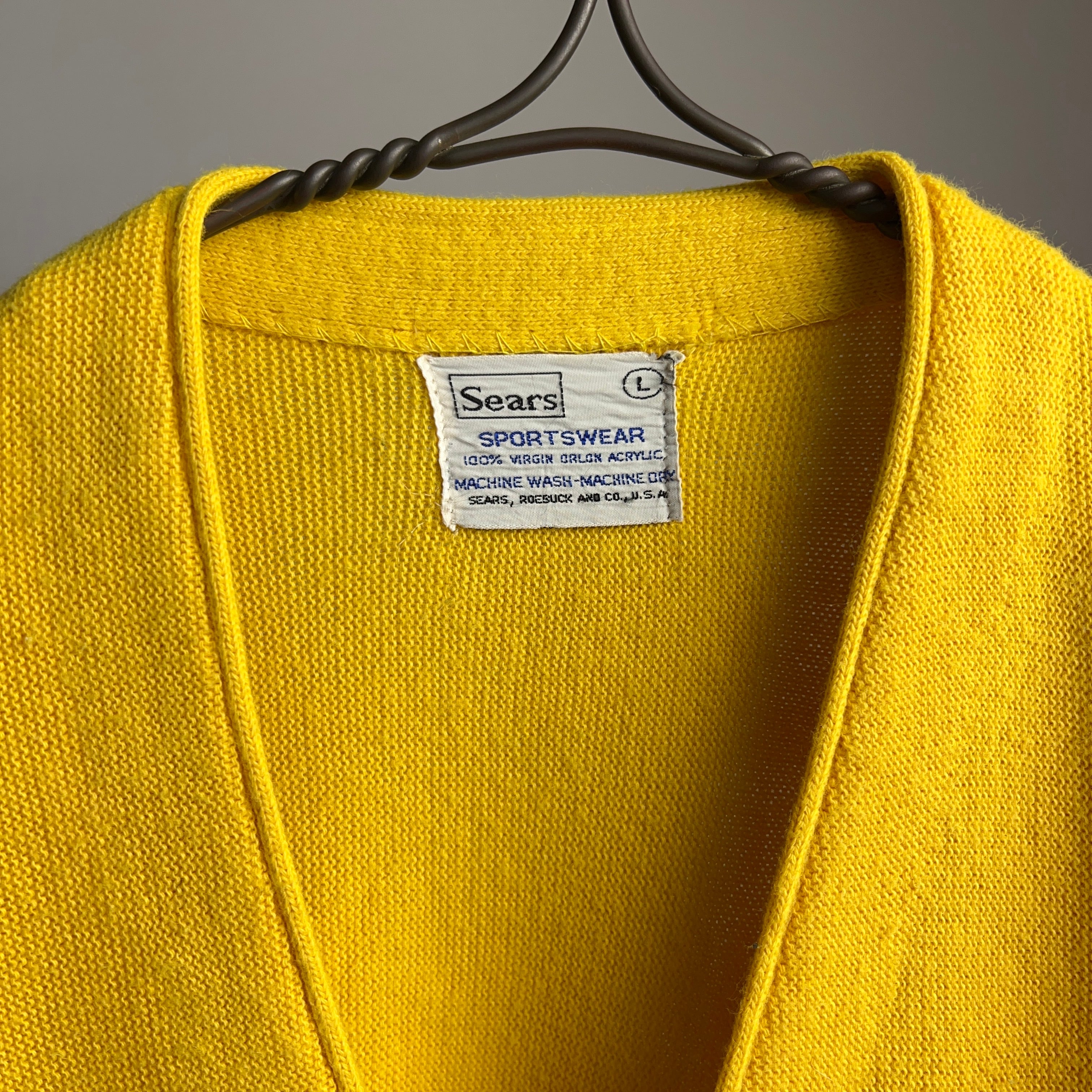 70's SEARS Knit Cardigan Yellow SIZE L 70年代 シアーズ 70's SEARS Knit Cardigan Yellow SIZE L 70年代 シアーズ