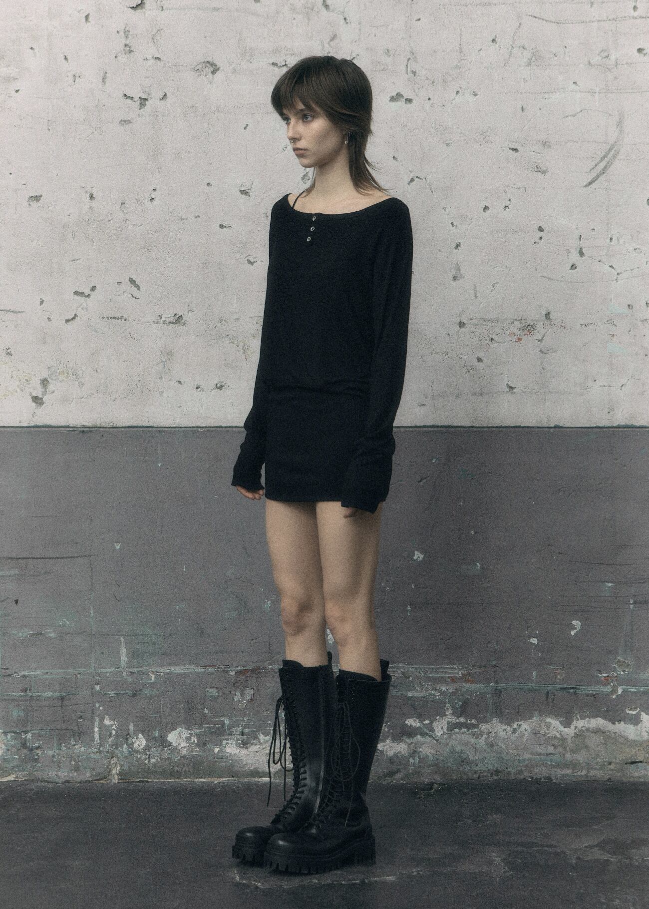 BOHEMIAN SEOUL] LOOSE BOAT NECK DRESS, BLACK 正規品 韓国ブランド