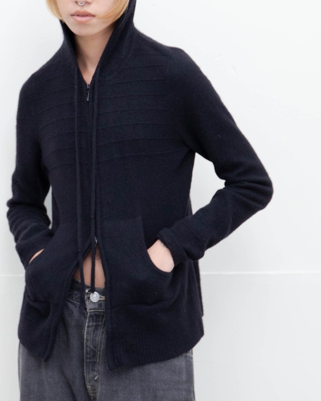2000s zip-up cashmere knit hoodie