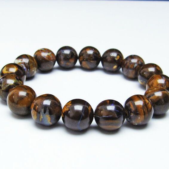 ボルダーオパール ブレスレット 14mm アイアンオパール 一点物 111-29518