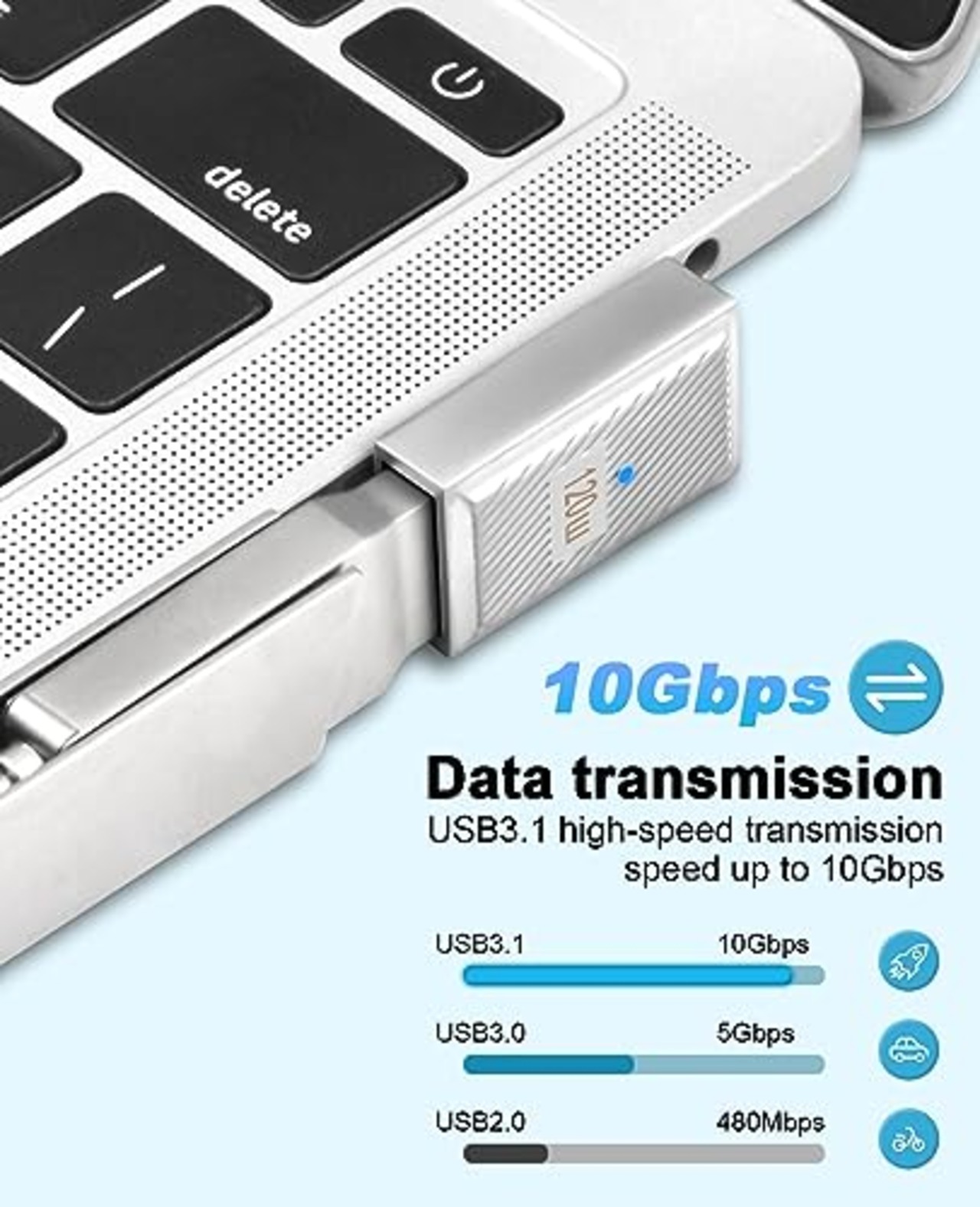 Duttek 120W 10Gbps USB-Cオス USBメス 変換アダプタ, 亜鉛合金製の両面USB AからUSB Cアダプターで、高速データ転送と高速充電を提供します。これは、ラップトップ、充電器、パワーバンクなどに使用することができます。(1つのパックです)