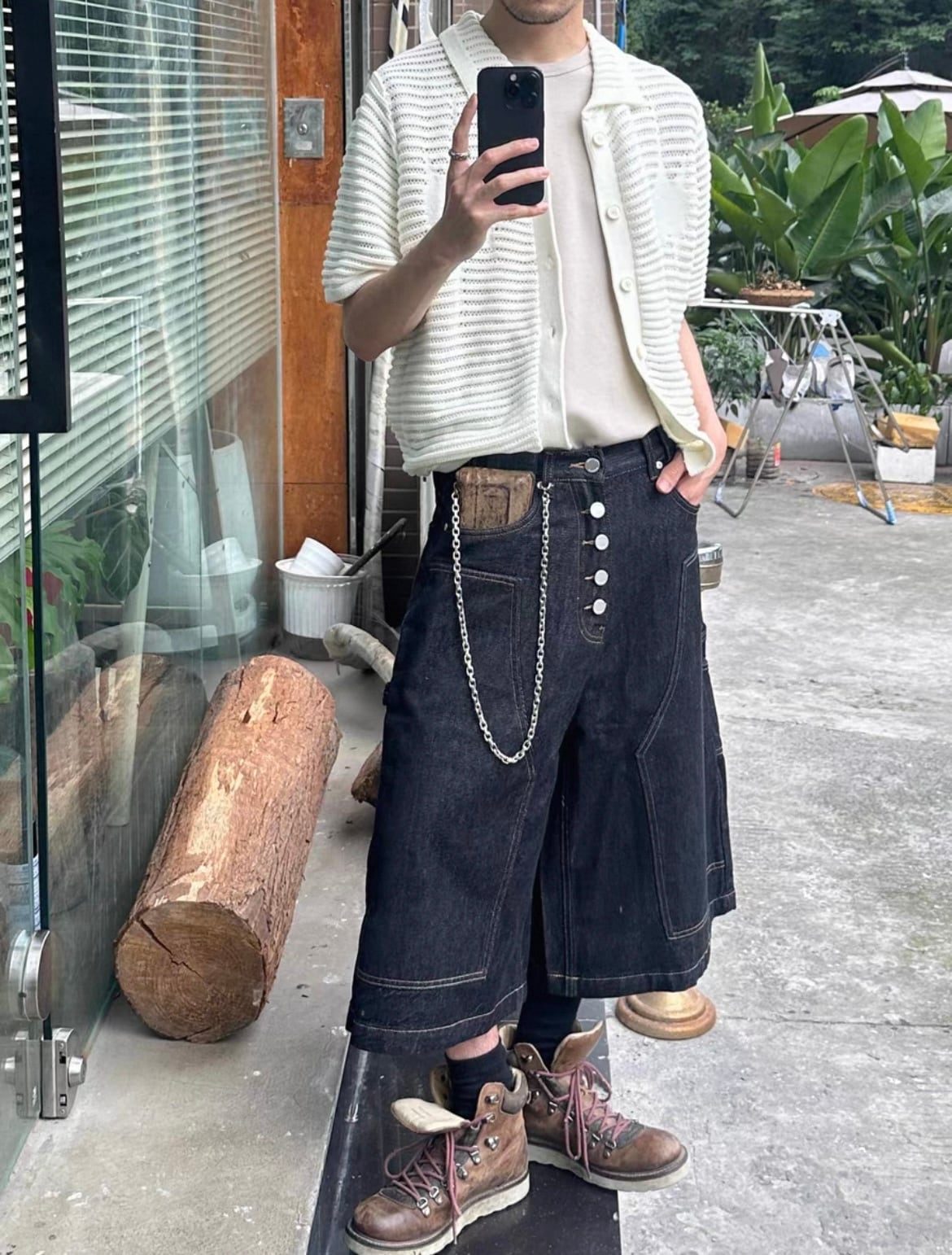 Opium super wide denim jorts ハーフデニム | Juns garment service