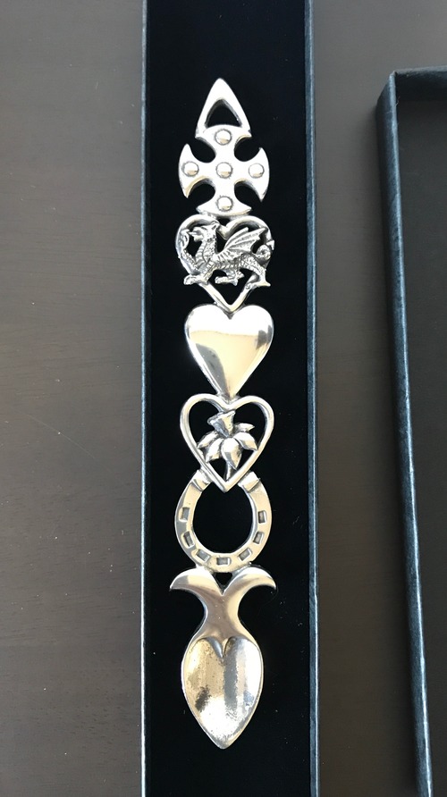 ウェルッシュ　ラブスプーン　Pewter welsh love spoon welsh Dragon,Croeso&heartの画像